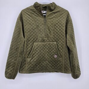 LIV Outdoor Quilted Pullover Small Olive Green Gorpcore Outdoorsy Quarter Zip